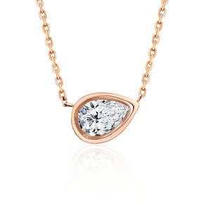 Rock & Divine Day Collection Perfect Pear Pendant Necklace in 18K Gold 0.70 ctw